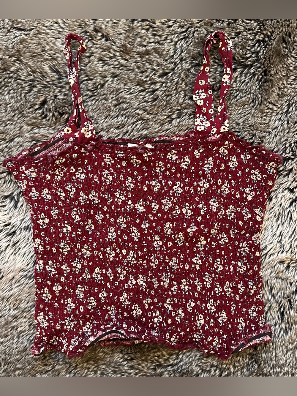 Red Floral Smocked Cami Top